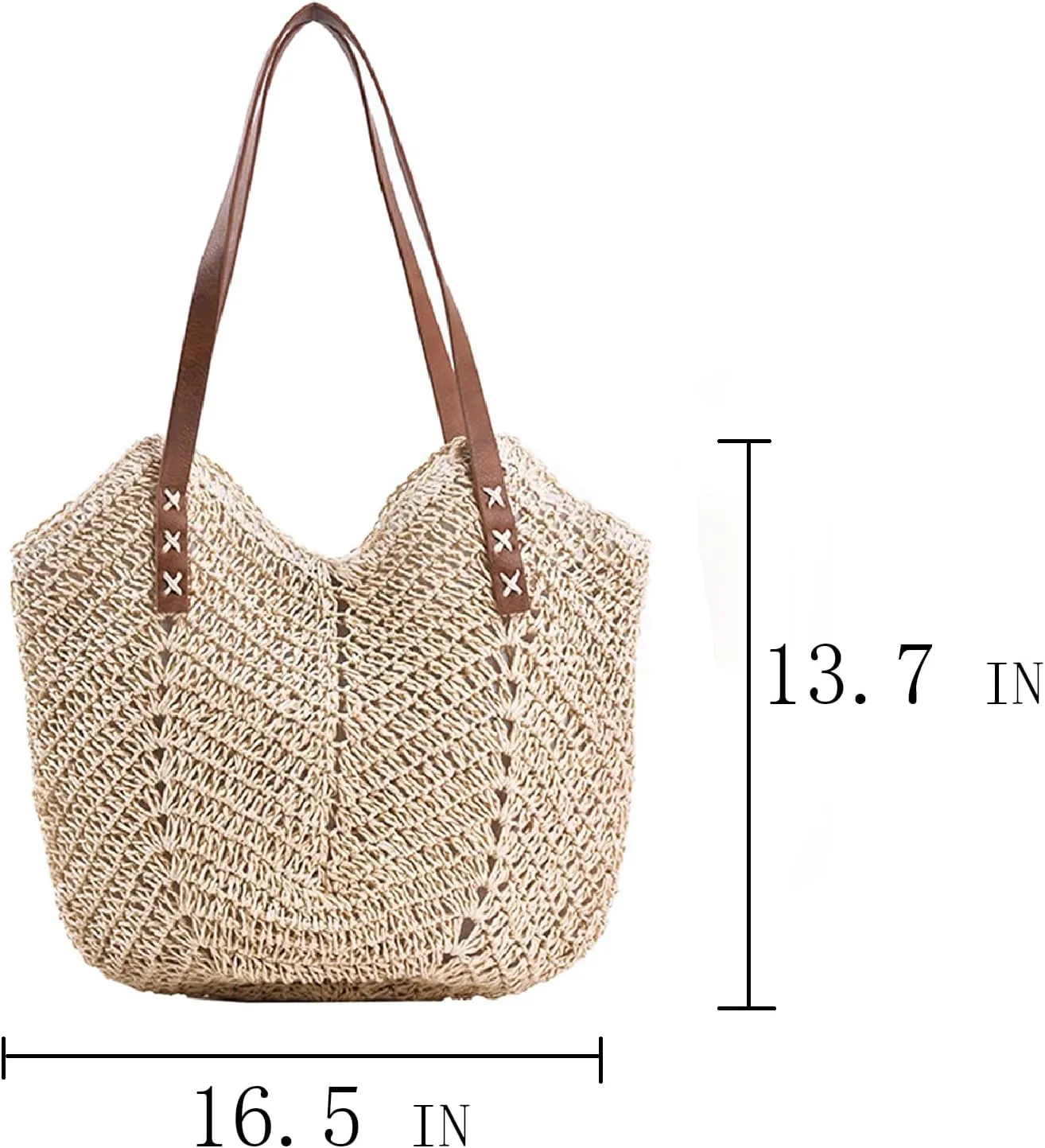 Straw Beach Bags for Women Summer Beach Tote Bag With Zipper Large Soft Woven Straw Shoulder Summer Vacation Purse