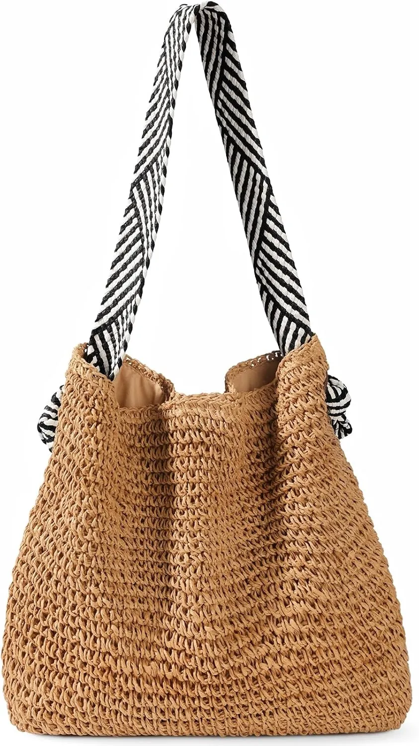 Straw Beach Bags for Women - Summer Straw Bag for Women Shoulder Handbags, Tote Bag Woven
