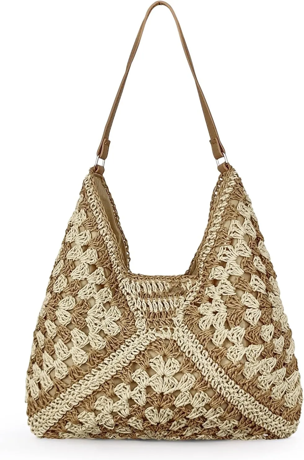 Straw Hobo Bags for Women, Large Capacity Woven Beach Tote Bag Summer Vintage Crochet Shoulder Bag for Travel