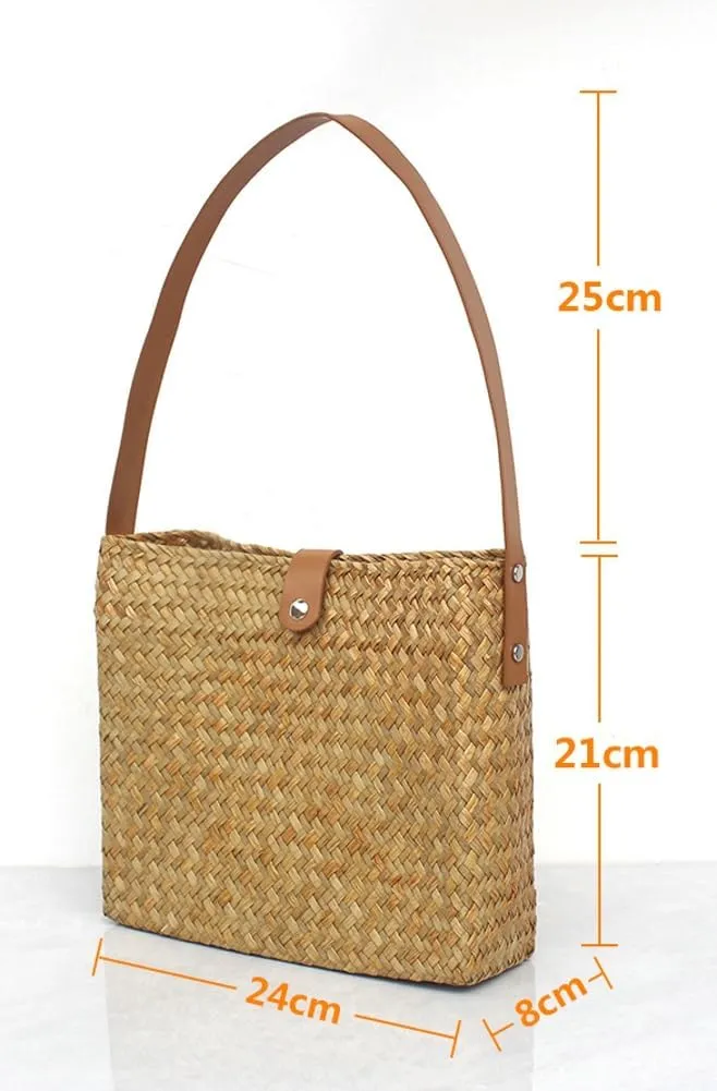 Straw Hobo Bags for Women Quadrate Straw Tote Woven Beach Purse Trendy Shoulder Purse Underarm Vacation Handbags for Summer