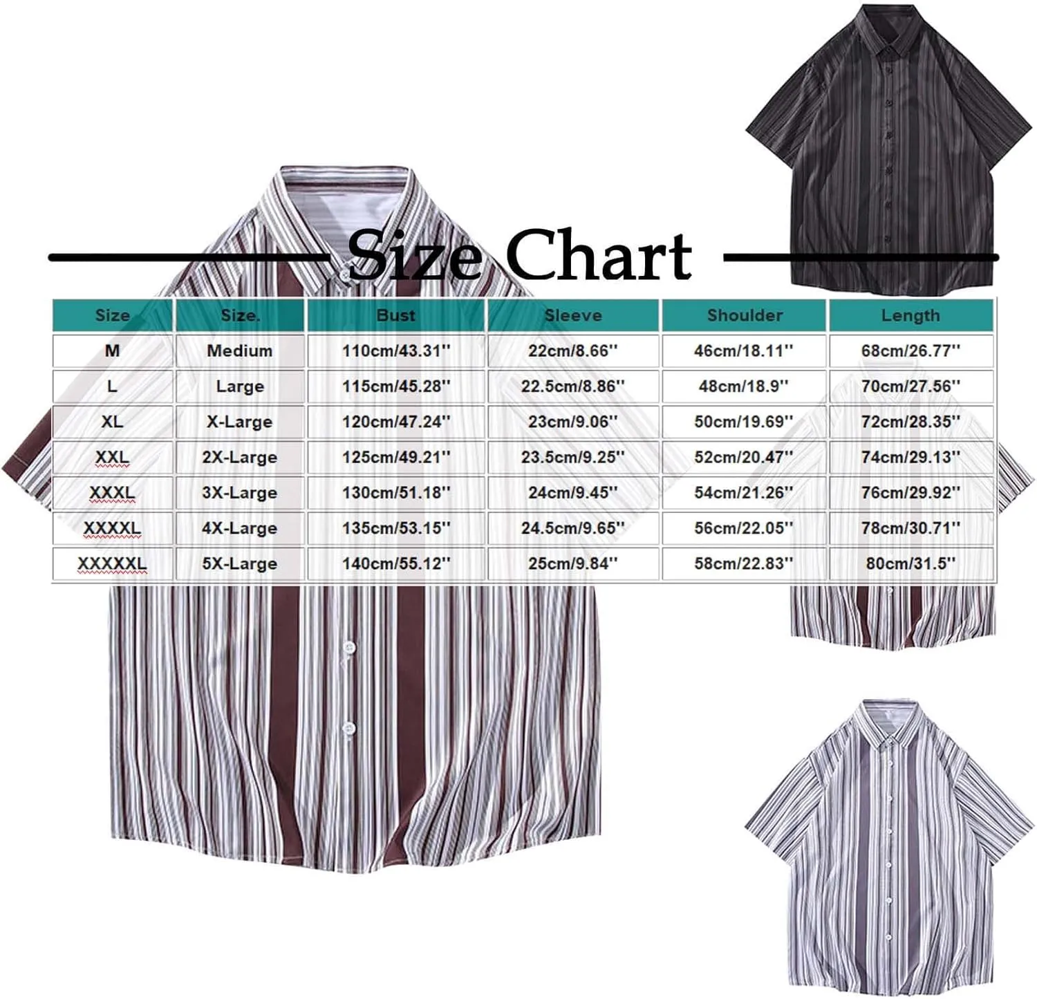Striped Shirt Men Button Down Casual Short Sleeve Shirts Regular Fit Hawaiian Summer T-Shirt Big and Tall Fashion 2025