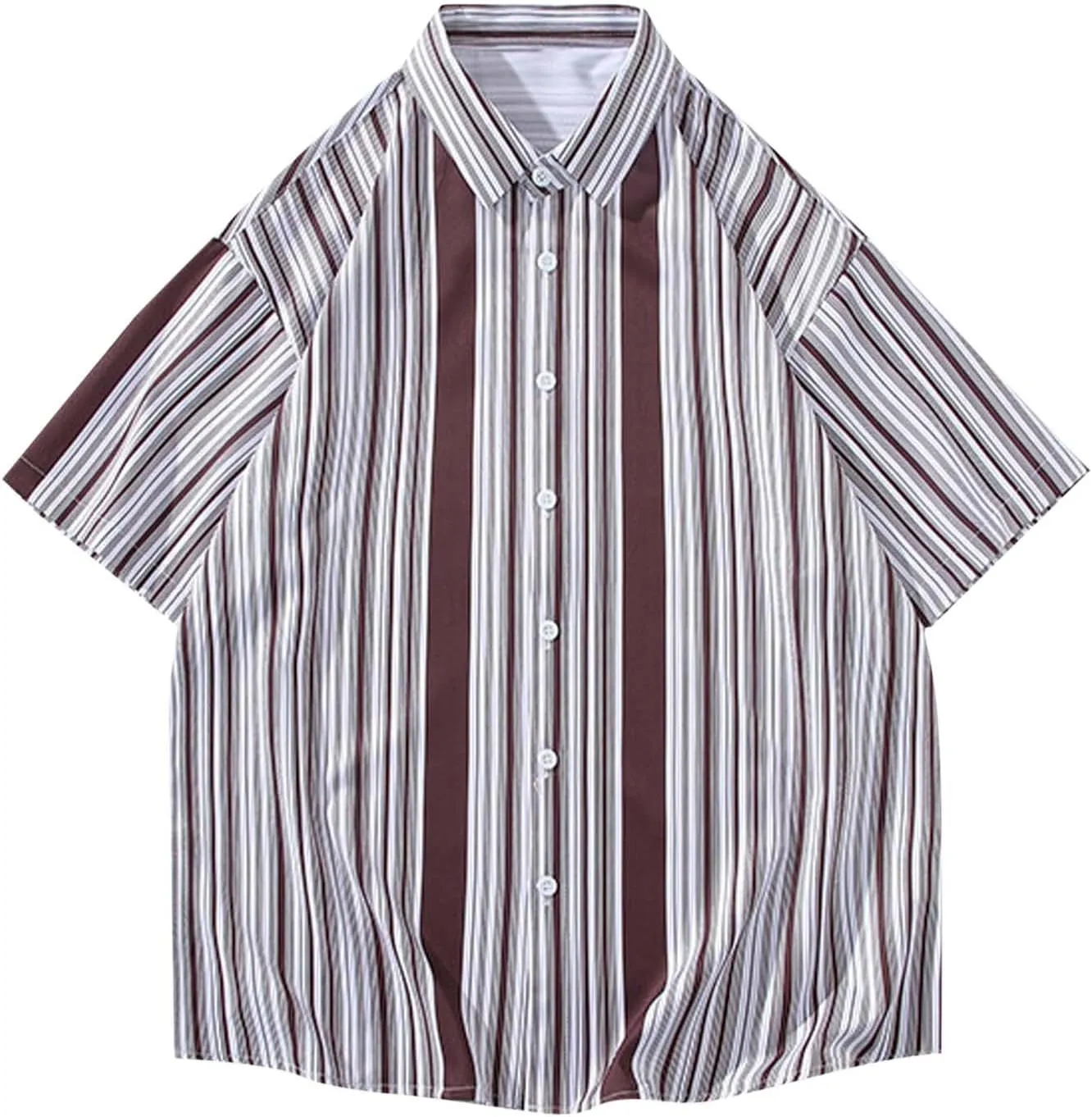 Striped Shirt Men Button Down Casual Short Sleeve Shirts Regular Fit Hawaiian Summer T-Shirt Big and Tall Fashion 2025