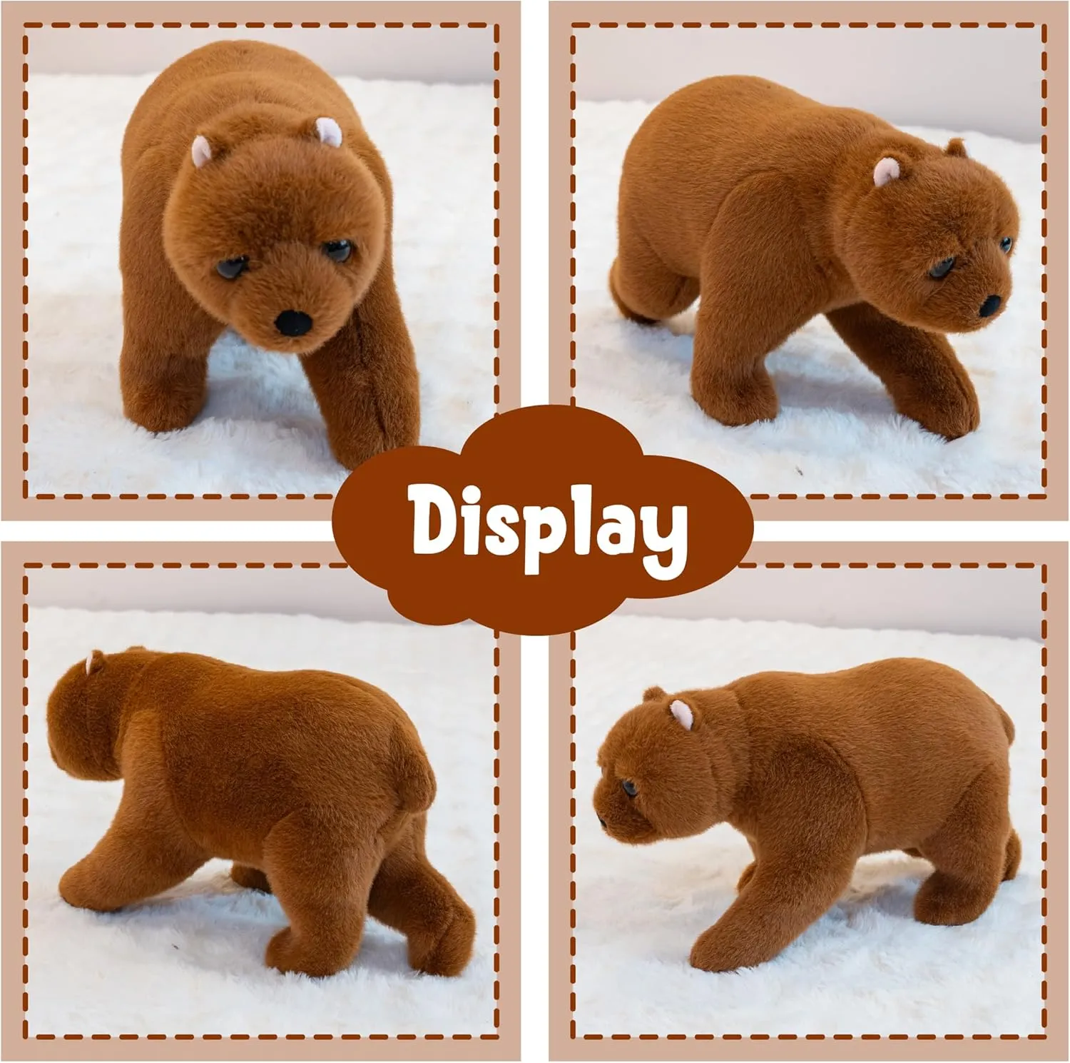 Stuffed Animals Bear – 15.5 x 8.5 Inch – Brown Walking Pose Bear – Realistic Stuffed Bear Decor – Plush Bear Gift for Kids and Adults – Wildlife-Inspired Animal Decoration