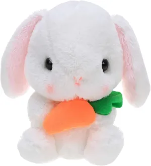 Stuffed White Easter Bunny Animal with Carrot Soft Lovely Realistic Long-Eared Standing Rabbit Plush Toy for Kids & Adults (Bunny-14 inch)