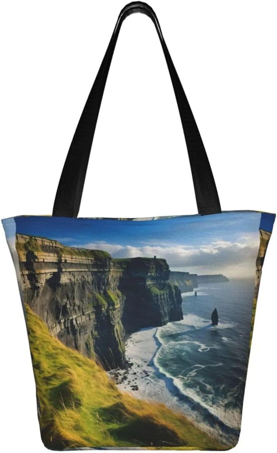 Stylish And Durable Ireland Outdoors County Clare The Cliffs Shoulder Bag - Full Print, Large Capacity