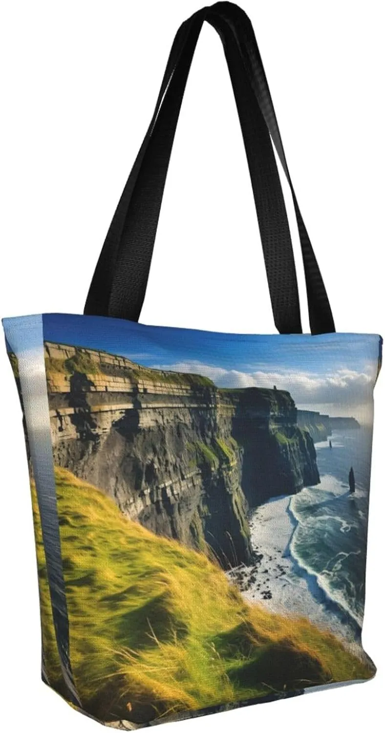 Stylish And Durable Ireland Outdoors County Clare The Cliffs Shoulder Bag - Full Print, Large Capacity