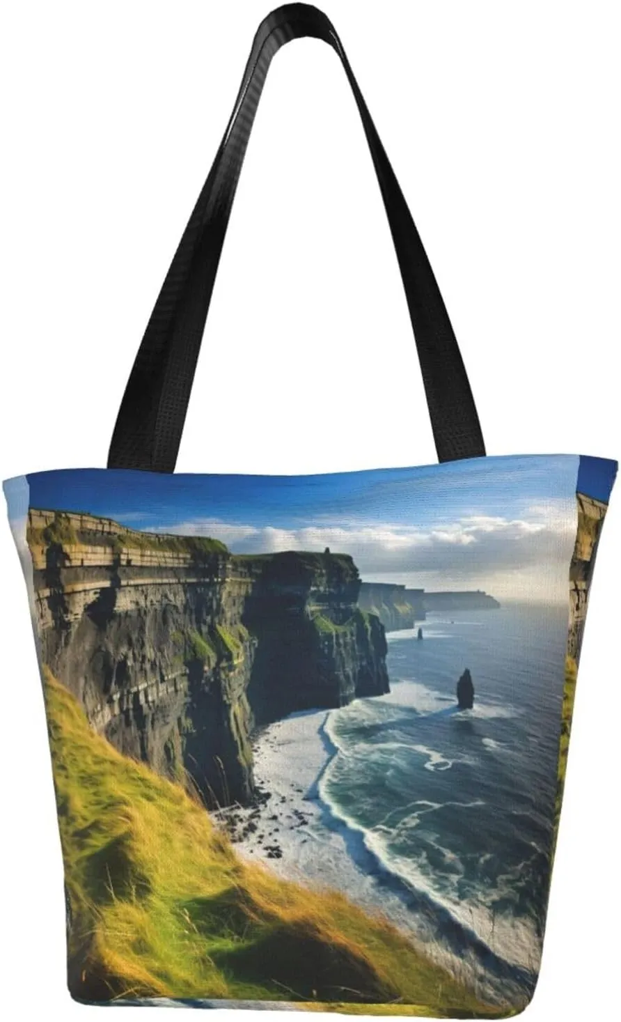 Stylish And Durable Ireland Outdoors County Clare The Cliffs Shoulder Bag - Full Print, Large Capacity