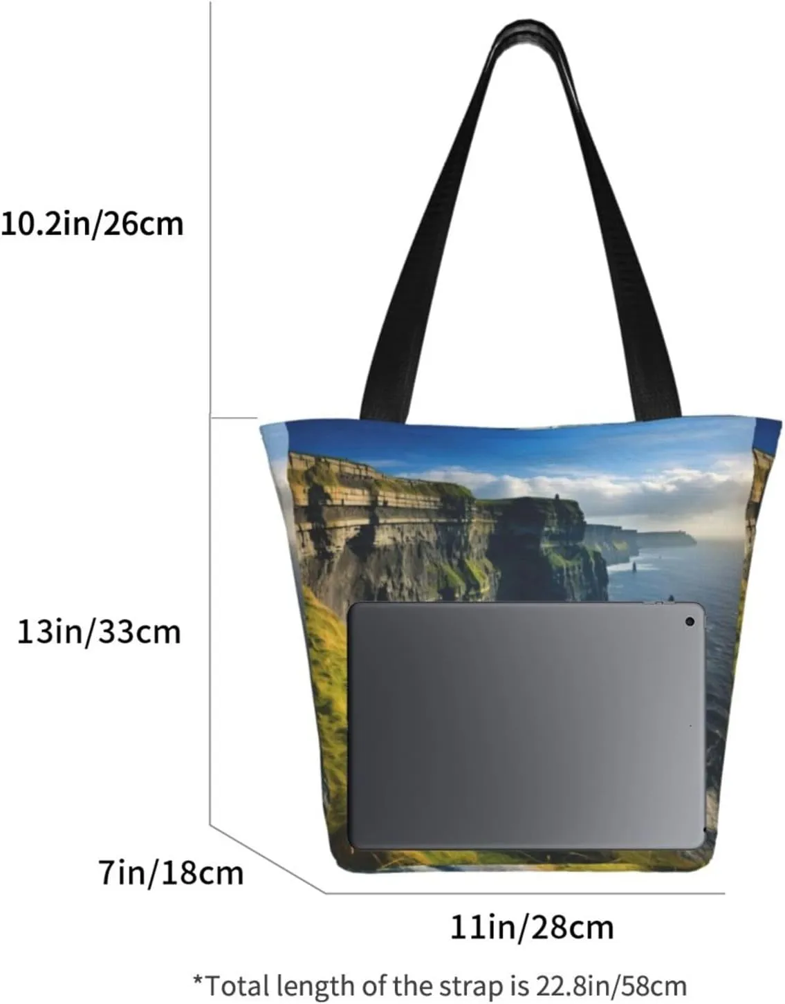 Stylish And Durable Ireland Outdoors County Clare The Cliffs Shoulder Bag - Full Print, Large Capacity