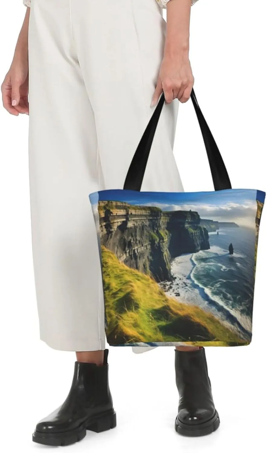 Stylish And Durable Ireland Outdoors County Clare The Cliffs Shoulder Bag - Full Print, Large Capacity