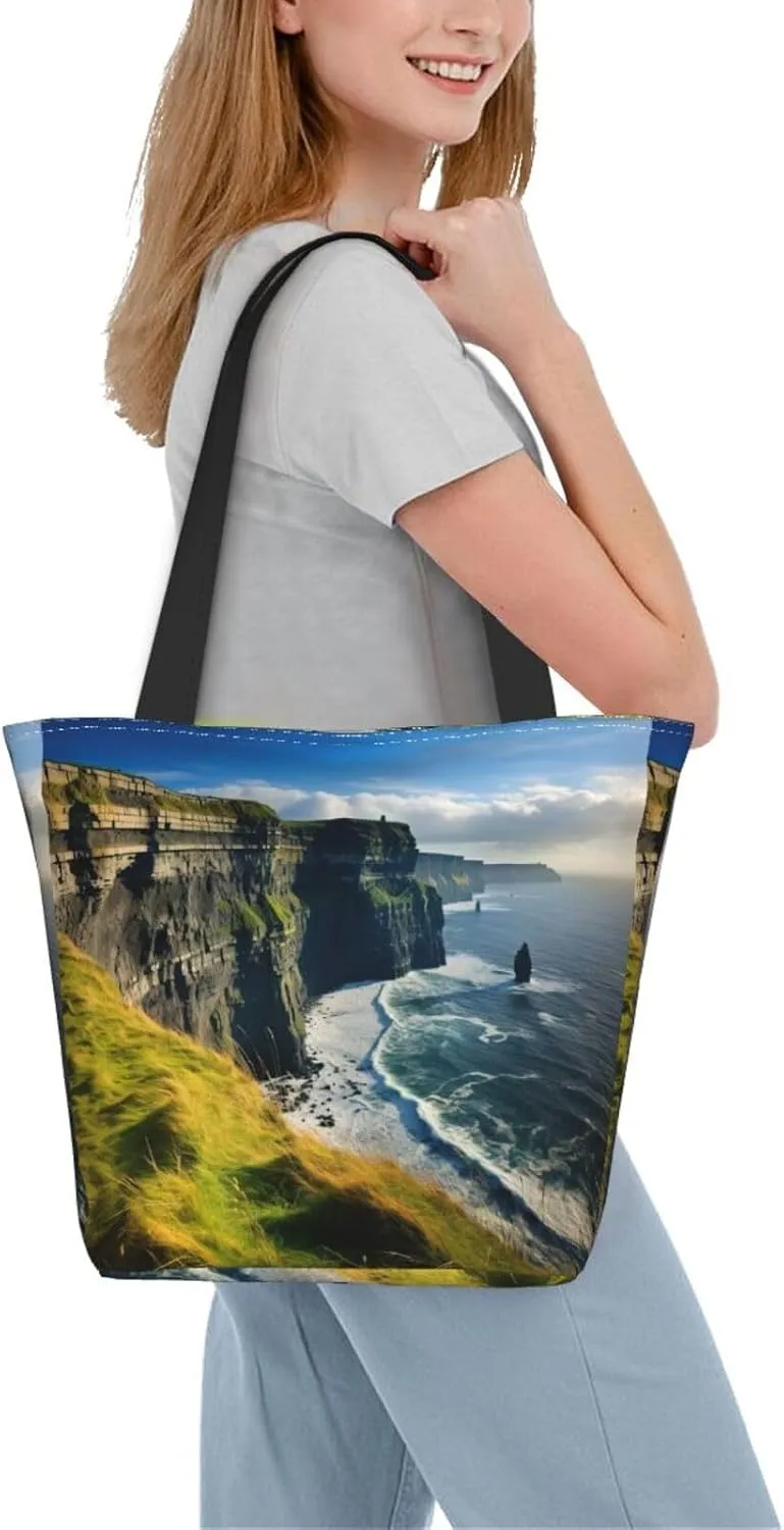 Stylish And Durable Ireland Outdoors County Clare The Cliffs Shoulder Bag - Full Print, Large Capacity