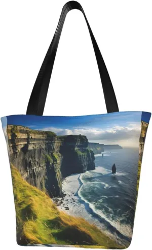 Stylish And Durable Ireland Outdoors County Clare The Cliffs Shoulder Bag - Full Print, Large Capacity
