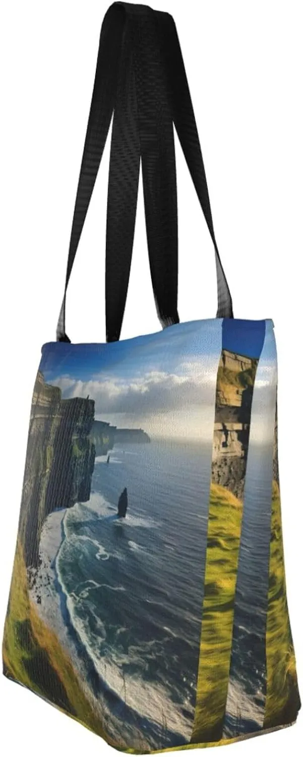 Stylish And Durable Ireland Outdoors County Clare The Cliffs Shoulder Bag - Full Print, Large Capacity