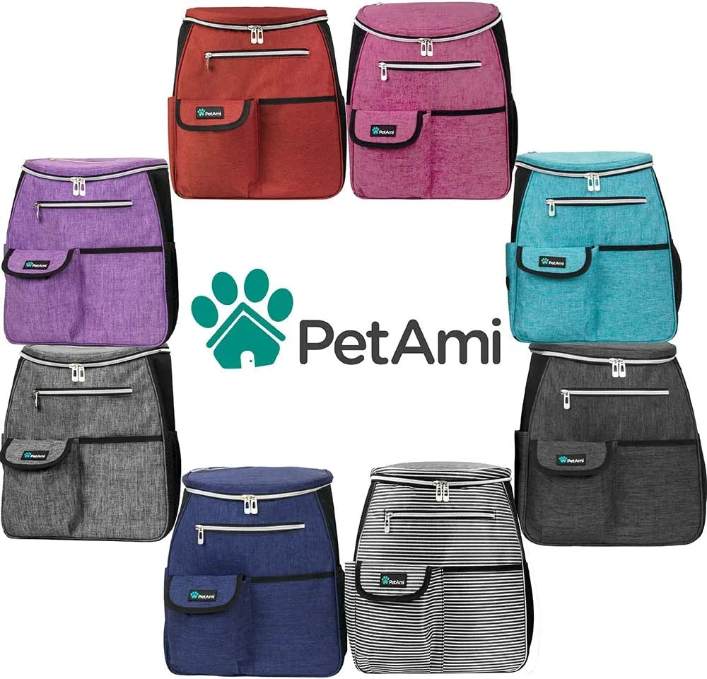 Stylish Pink Dog Travel Backpack - Airline Approved Carrier with Collapsible Bowls and Food Containers for Adventurous Pet Parents
