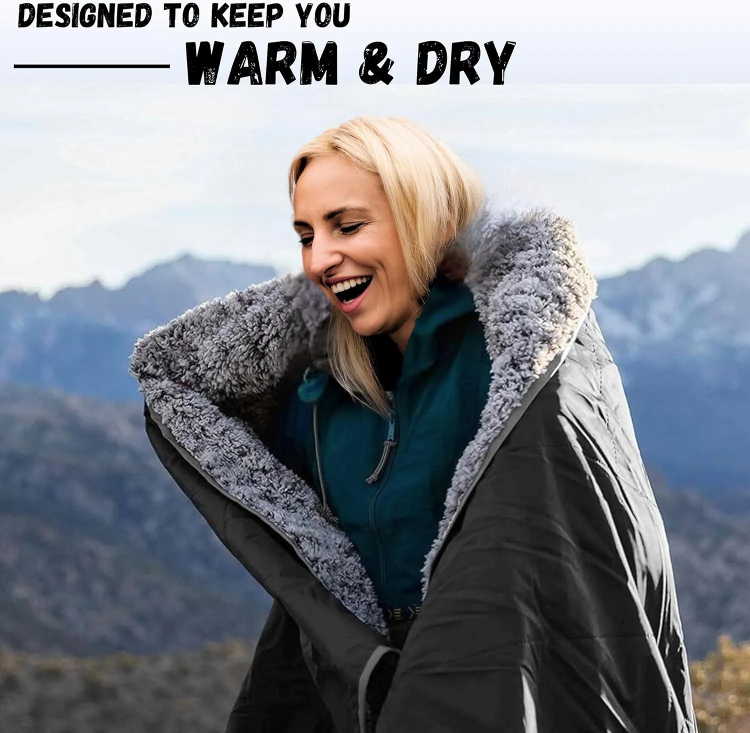 SUITEDNOMAD Large Waterproof Outdoor Stadium Blanket, Windproof and Warm Extra Thick Fleece or Quilted Sherpa, Great for Cold Weather Camping, Picnic, Sports, Festivals