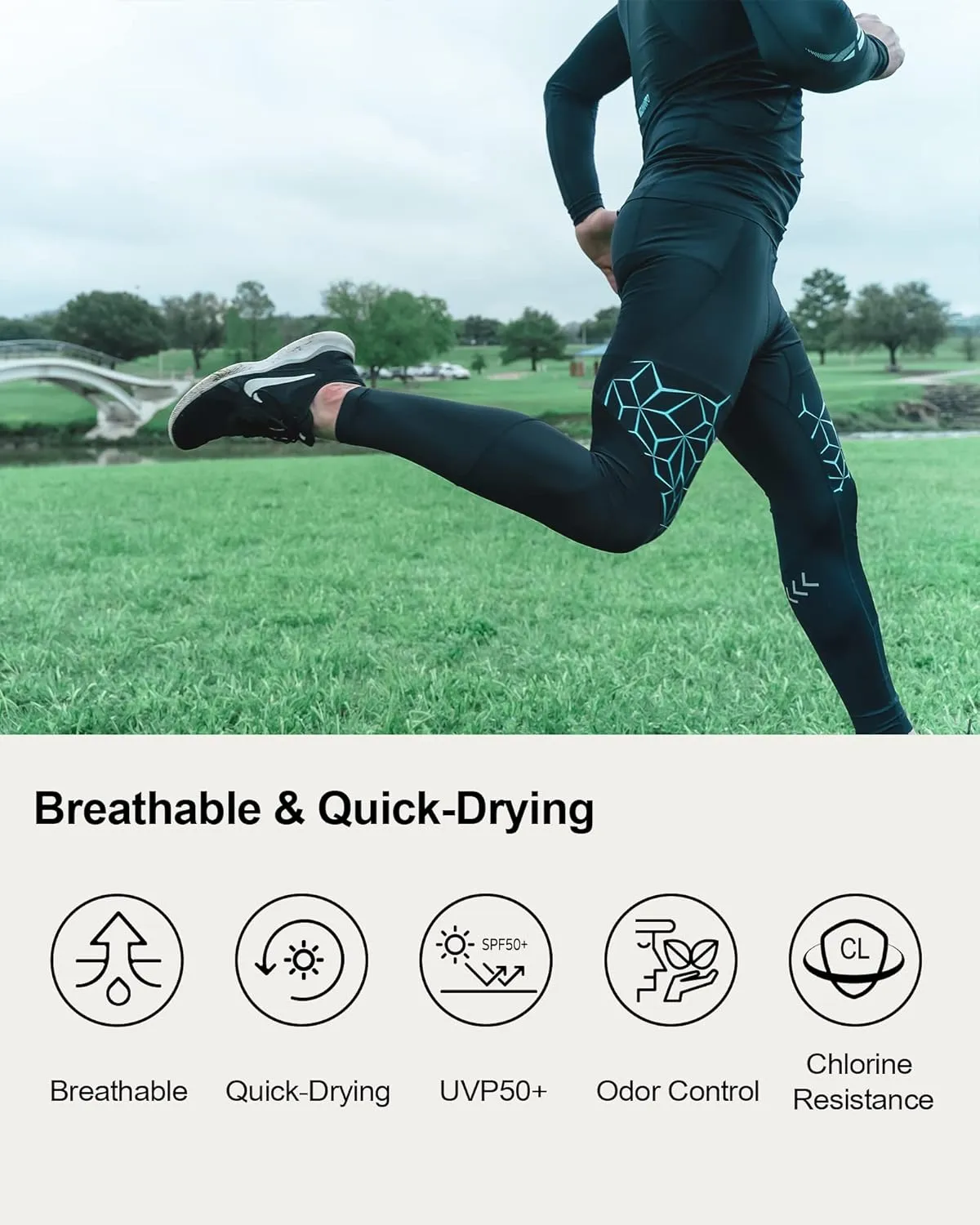 SUMARPO Compression Pants Men Women, Strong Power Recovery Compression Tights for Endurance Running, Knee Support, Quick Dry