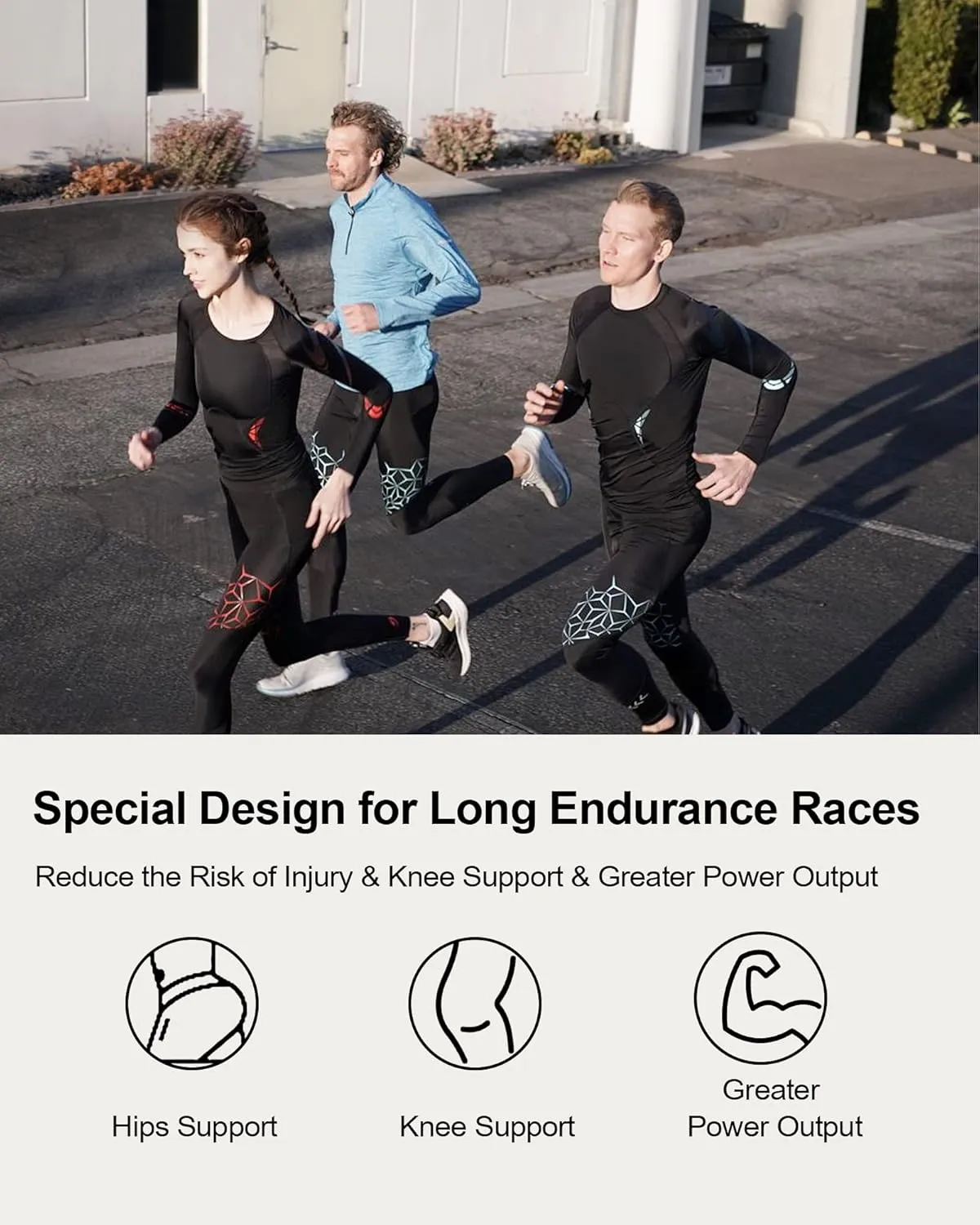 SUMARPO Compression Pants Men Women, Strong Power Recovery Compression Tights for Endurance Running, Knee Support, Quick Dry
