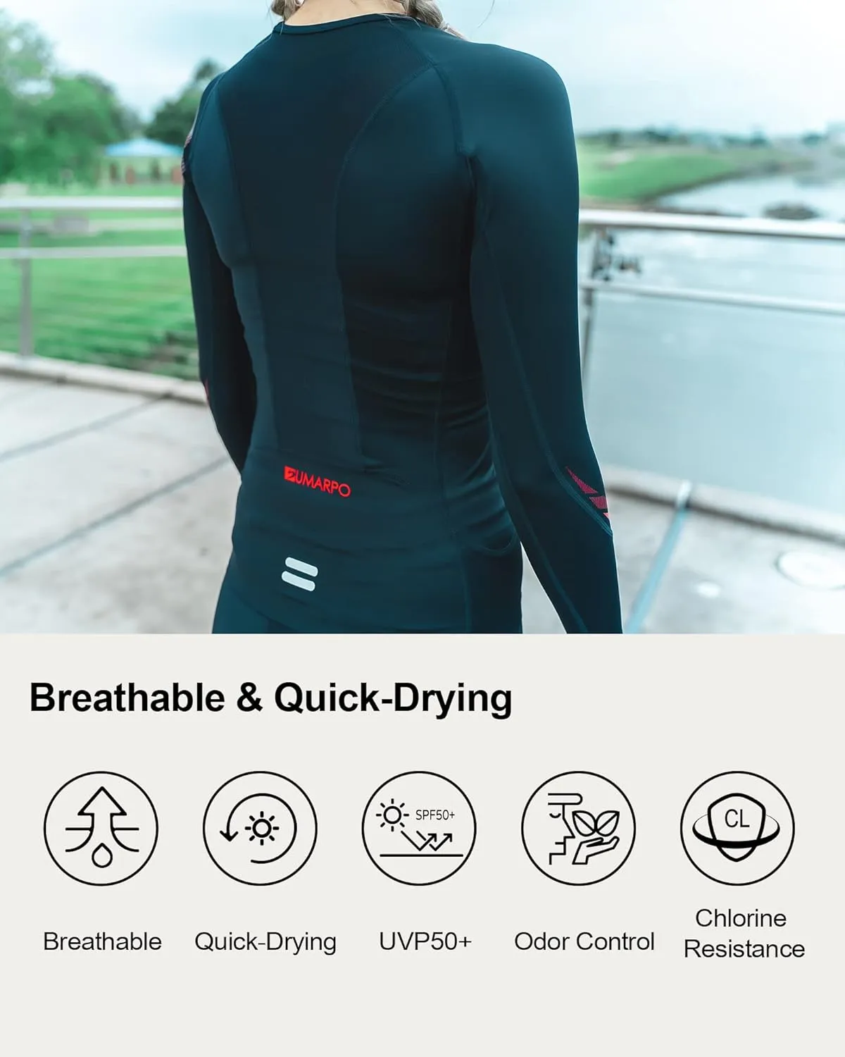 SUMARPO Compression Shirts for Men, Muscle Support Workout Shirts, Strong Power Recovery Long Sleeve Tight, UPF50 Breathable