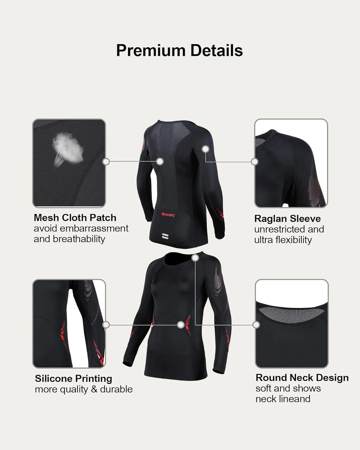SUMARPO Compression Shirts for Men, Muscle Support Workout Shirts, Strong Power Recovery Long Sleeve Tight, UPF50 Breathable