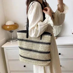Summer Stripe Woven Shoulder Bag