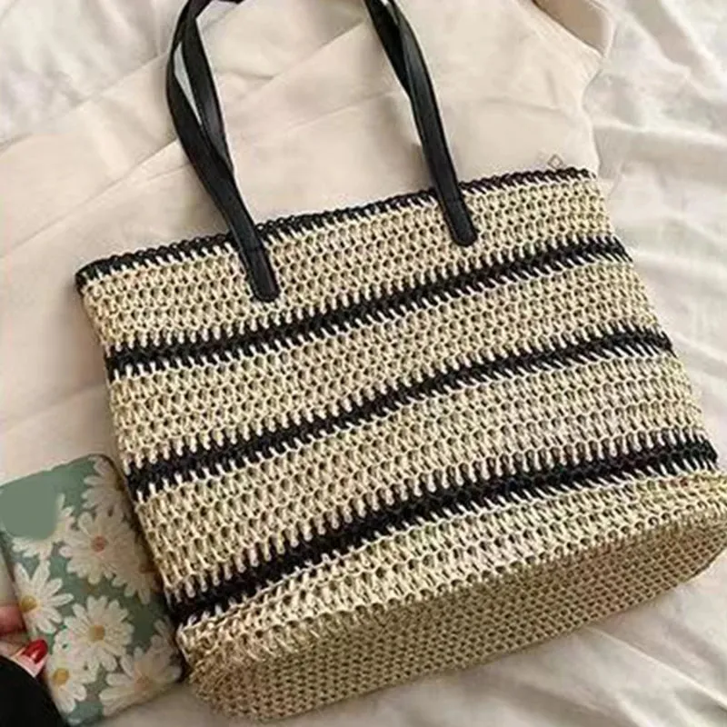Summer Stripe Woven Shoulder Bag