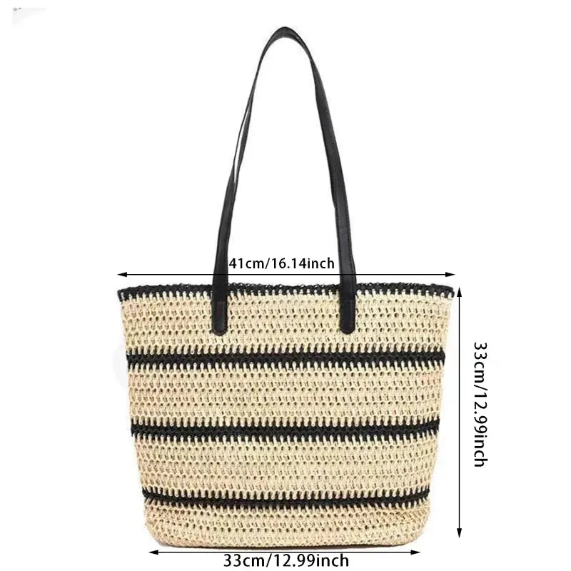 Summer Stripe Woven Shoulder Bag