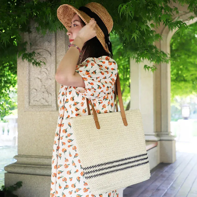 Summer Stripe Woven Shoulder Bag