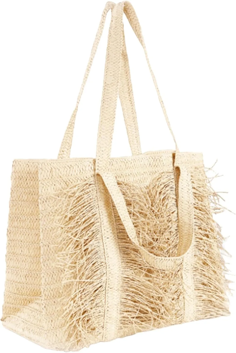 Summer Woven Straw Handbag Top Handle Large Capacity Beach Tote 2025 Shoulder Bag Tassels Vacation Travel Purse