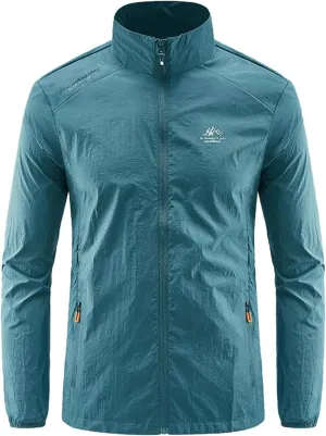 Sun Protection Clothing Stand Collar Quick Dry Zipper Pockets Ultra-Thin Long Sleeves -UV Breathable Plus Size Ice Silk
