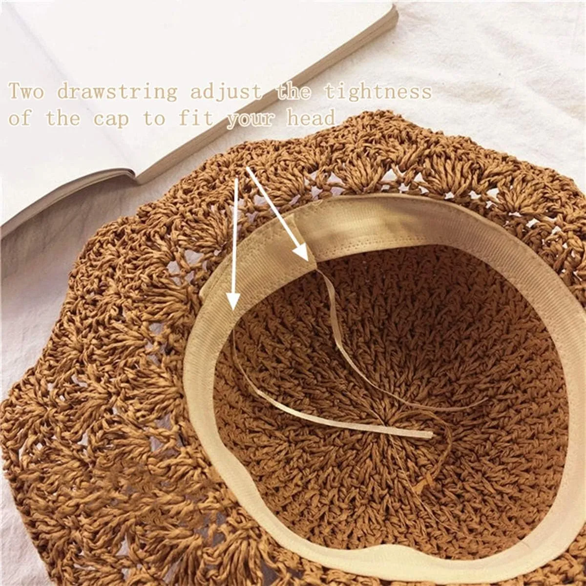 Sun Straw Hats for Women Foldable Floppy Beach Summer Hat Oversized Weave Wide Brim Bowknot Lace for Ladies