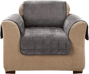 SureFit Deluxe Comfort Throw Cover, One Piece, Machine Washable, Pet Furniture Protector (Dark Gray, Chair)