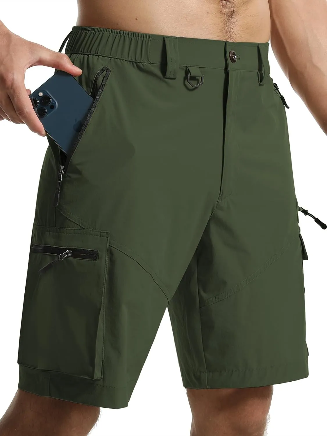 Surenow Men's Hiking Cargo Shorts with Quick Dry, Breathable Fabric, Pockets, and Zipper Closure - Blue, Size Large