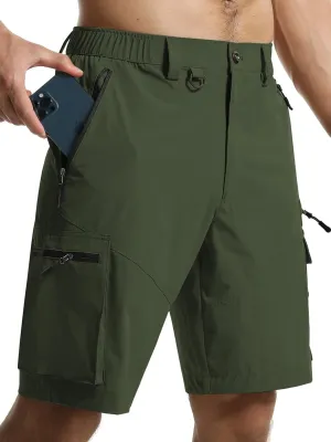 Surenow Men's Hiking Cargo Shorts with Quick Dry, Breathable Fabric, Pockets, and Zipper Closure - Blue, Size Large