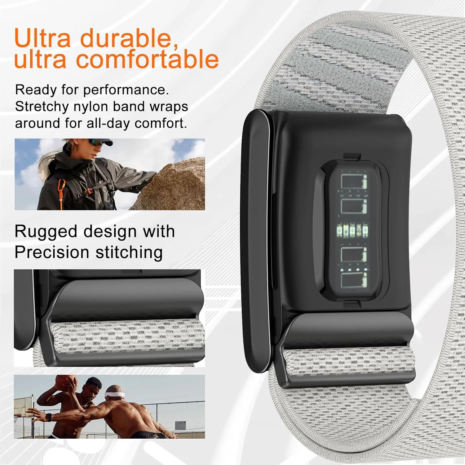 surundo Nylon Sport Band Compatible with Whoop Bicep Band 4.0 Strap Men Women with Bumper Case, Breathable Nylon Adjustable Waterproof Replacement Wristbands Straps for Whoop 4.0