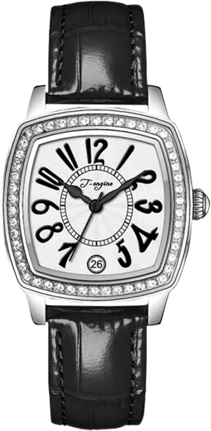 T-ENGINE Luxury Women's Watch with Genuine Leather Strap, Diamond Inlay | Fashion Vintage Design