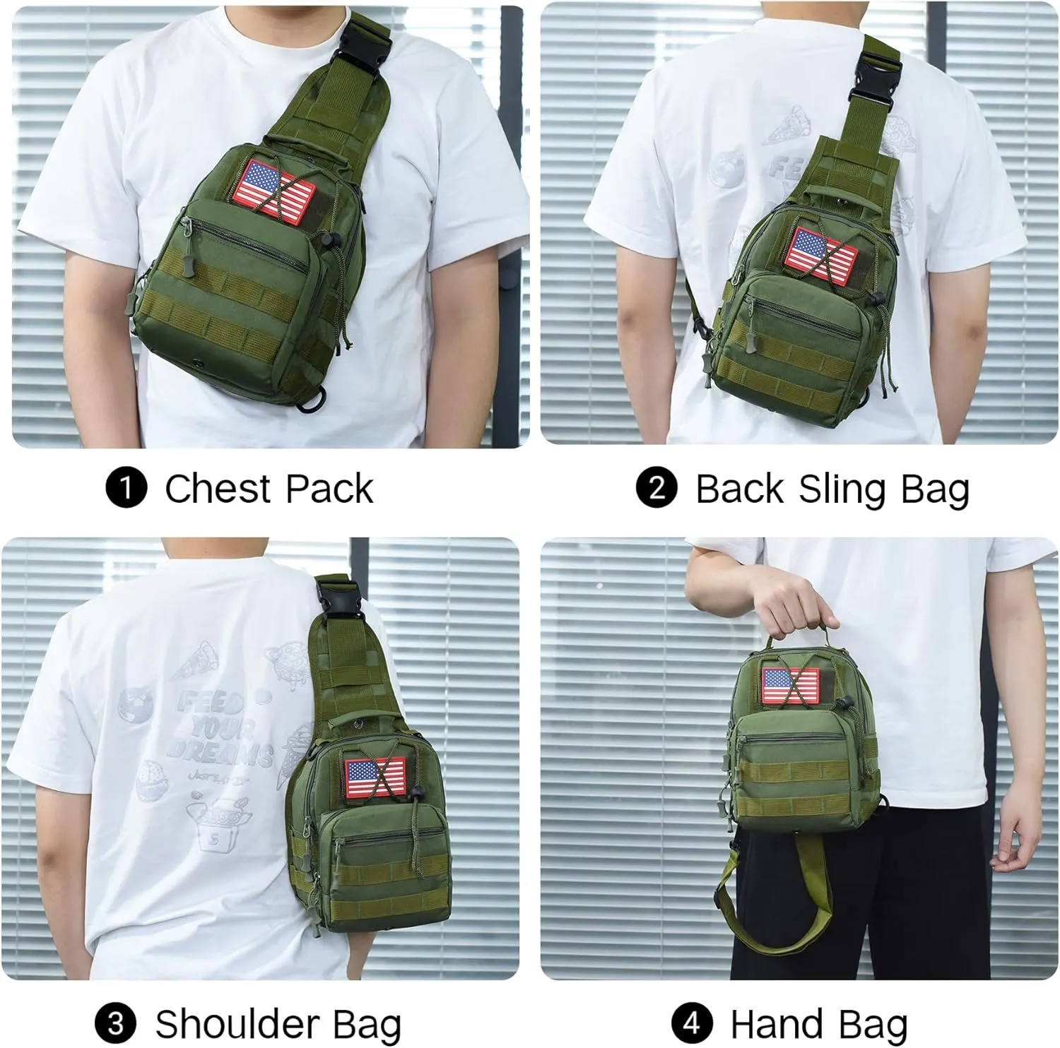 Tactical Shoulder Sling Bag, Small Shoulder Bag for Men, Outdoor Crossbody Backpack Tactical Chest Bag for Every Day Carry (ArmyGreen)