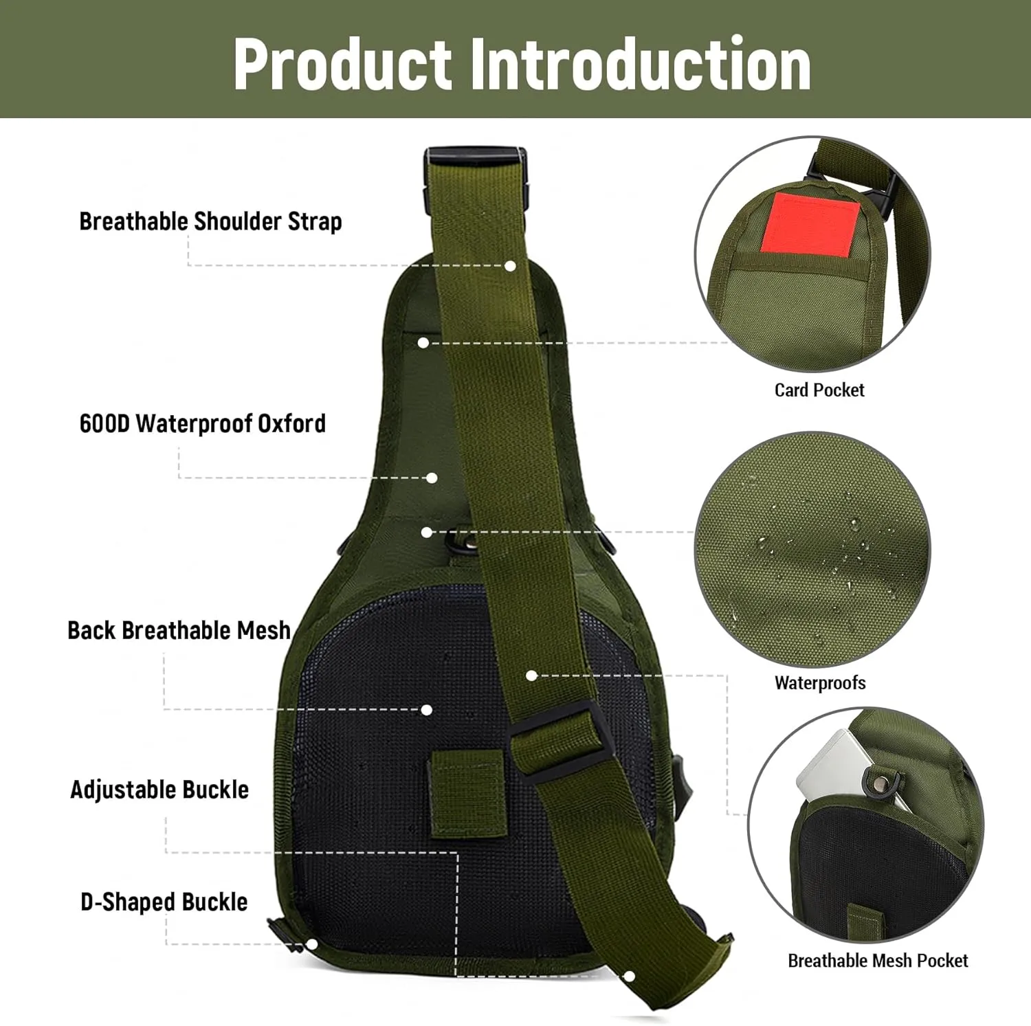 Tactical Shoulder Sling Bag, Small Shoulder Bag for Men, Outdoor Crossbody Backpack Tactical Chest Bag for Every Day Carry (ArmyGreen)