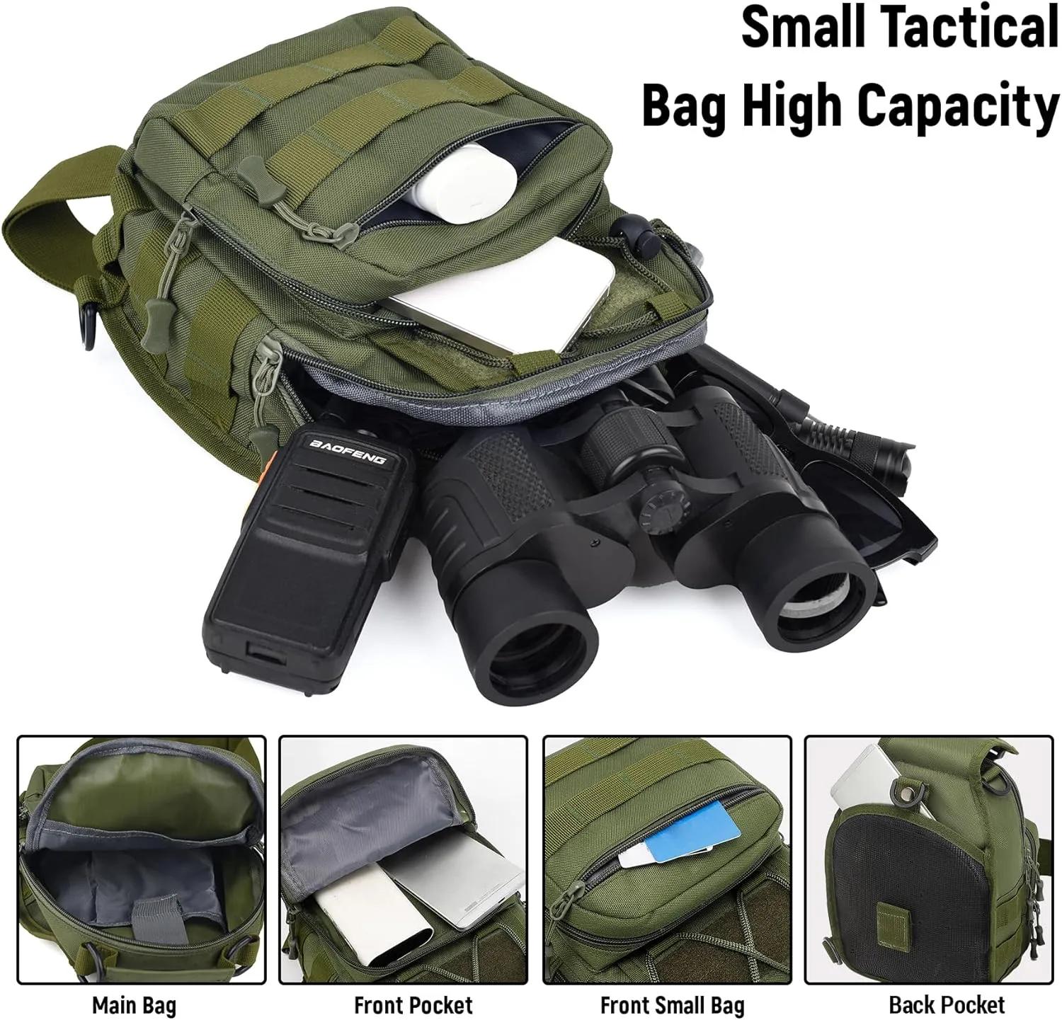 Tactical Shoulder Sling Bag, Small Shoulder Bag for Men, Outdoor Crossbody Backpack Tactical Chest Bag for Every Day Carry (ArmyGreen)