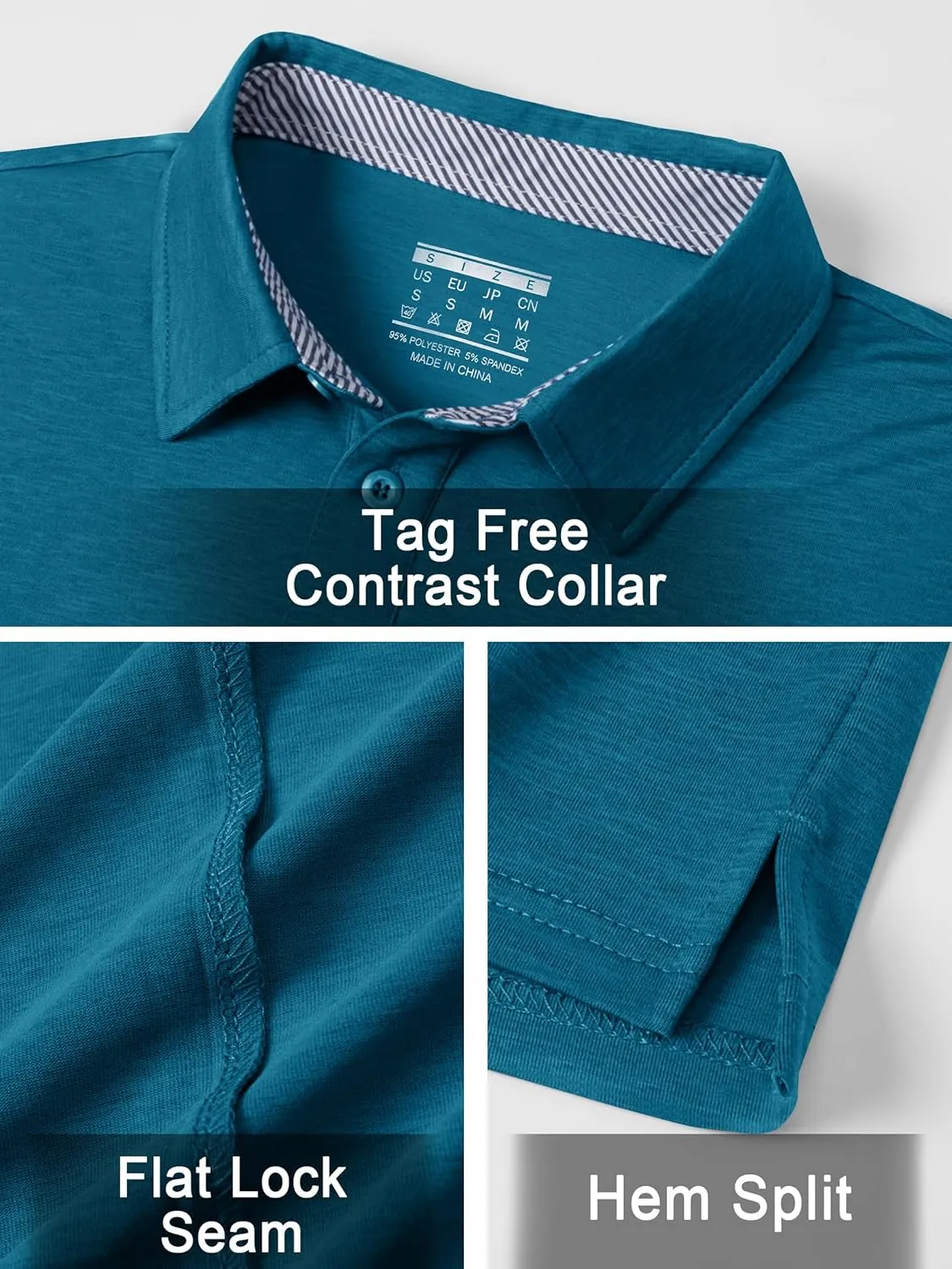 TACVASEN Men's Golf Shirts Short Sleeve Quick Dry Polo Shirts Moisture Wicking Casual Business Sports Breathable Polo