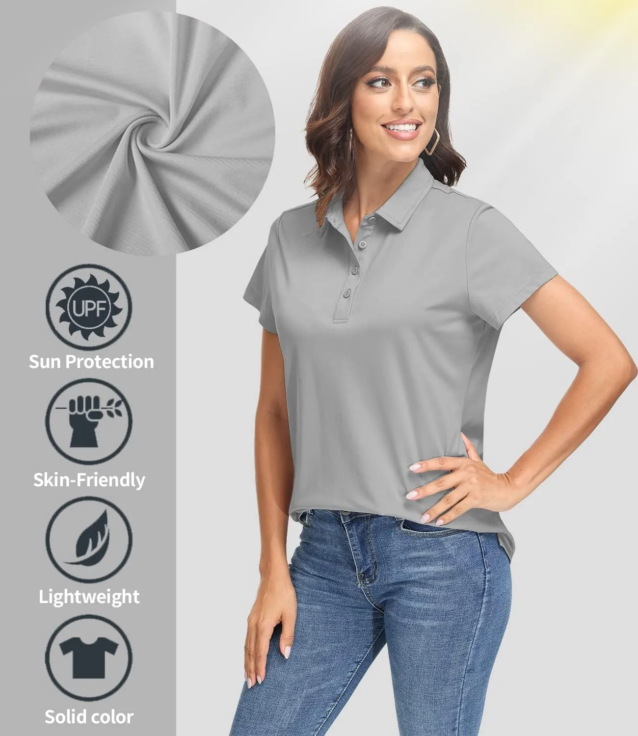TACVASEN Women's Golf Polo Shirts Short Sleeve UPF 50  Sun Protection Golf Shirts for Women Quick Dry Collared Polos