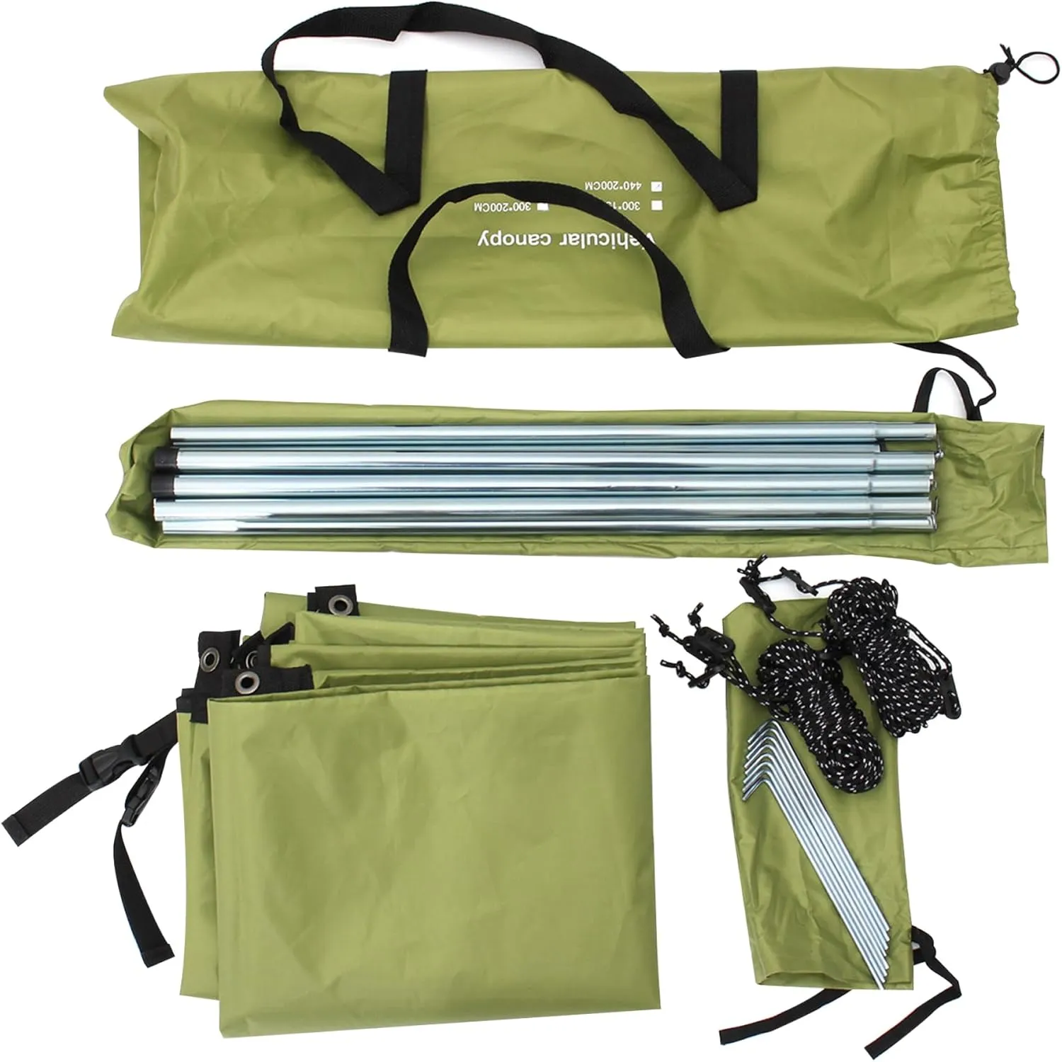 Tailgate Tent 118x78in Oxford Fabric Stable Waterproof & Portable SUV Car Awning Side/Rear-Mounted Universal-Fit Car Camping Tent Sun Shelter UV Protection (Green) Beach Survival Shelter