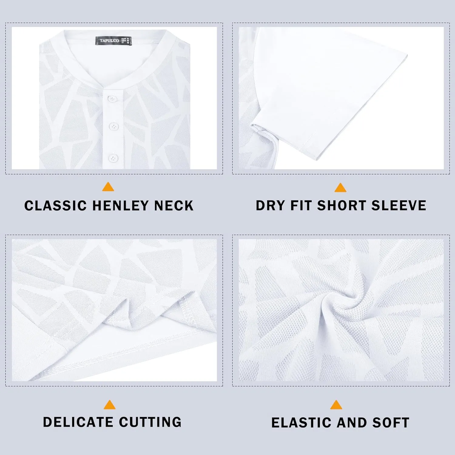 TAPULCO Collarless Golf Shirts for Men Quick Dry Color Block Breathable Soft Athletic Casual Daily T-Shirts