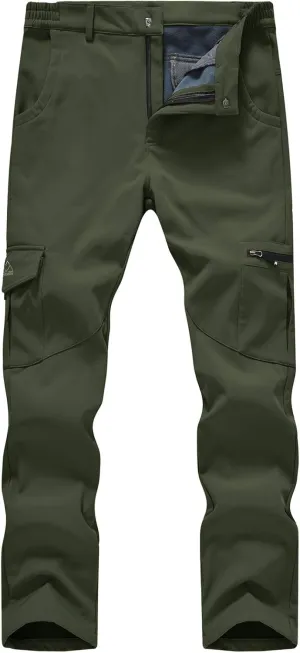 TBMPOY Men's Snow Ski Fleece Lined Hiking Pants Waterproof Winter Snowboard Warm Outdoor Insulated Pants Windproof