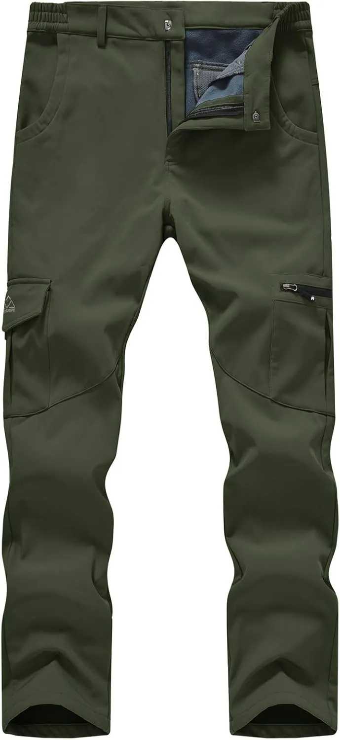 TBMPOY Men's Snow Ski Fleece Lined Hiking Pants Waterproof Winter Snowboard Warm Outdoor Insulated Pants Windproof