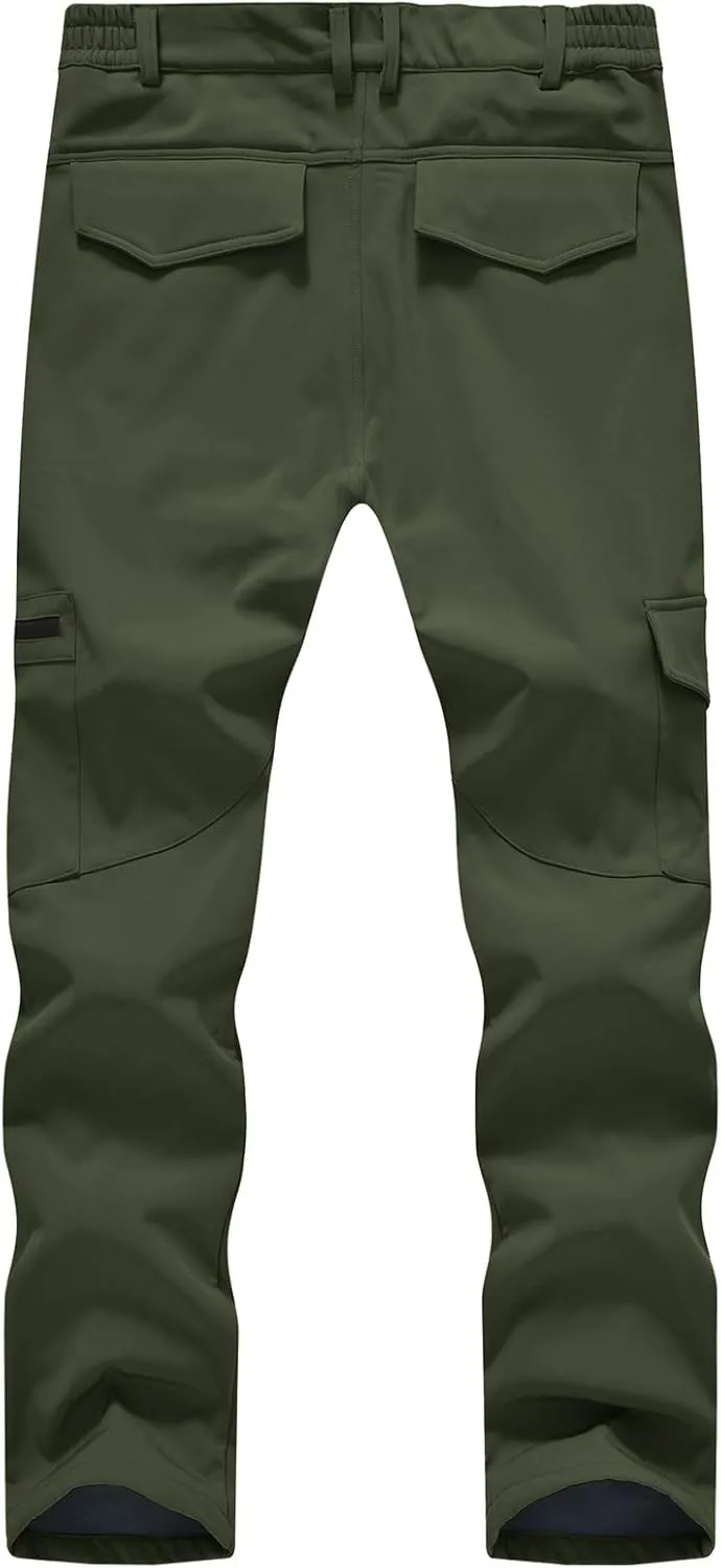 TBMPOY Men's Snow Ski Fleece Lined Hiking Pants Waterproof Winter Snowboard Warm Outdoor Insulated Pants Windproof