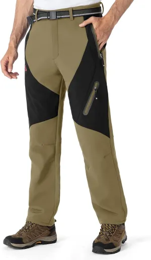 TBMPOY Men's Snow Ski Waterproof Softshell Snowboard Pants Outdoor Hiking Fleece Lined Wear Resistant Windproof