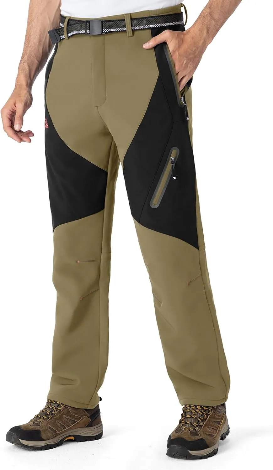 TBMPOY Men's Snow Ski Waterproof Softshell Snowboard Pants Outdoor Hiking Fleece Lined Wear Resistant Windproof