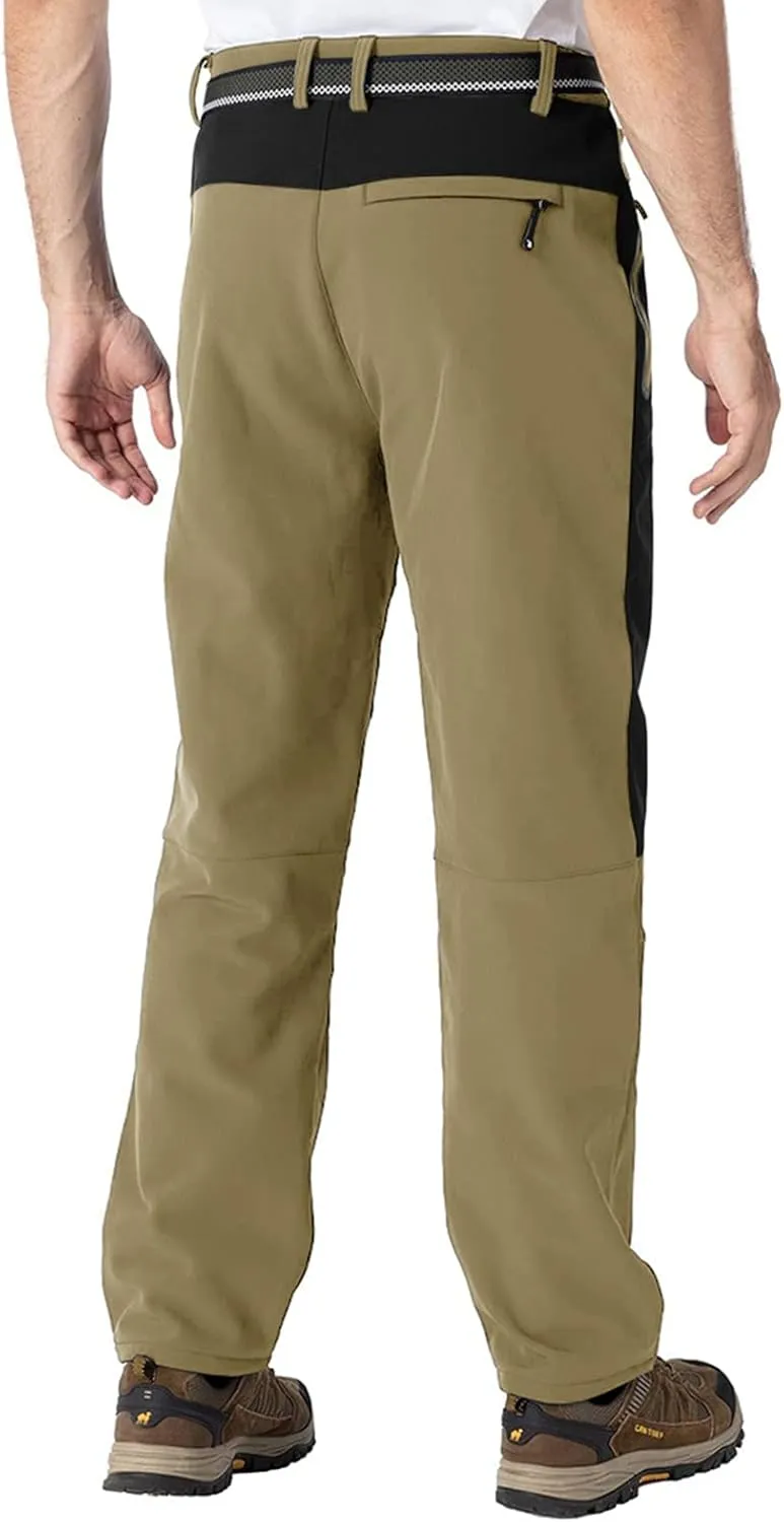 TBMPOY Men's Snow Ski Waterproof Softshell Snowboard Pants Outdoor Hiking Fleece Lined Wear Resistant Windproof