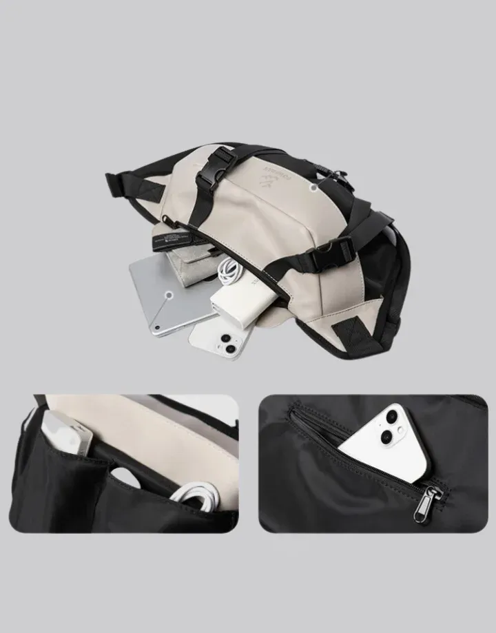 Techwear Black and White Sling Bag