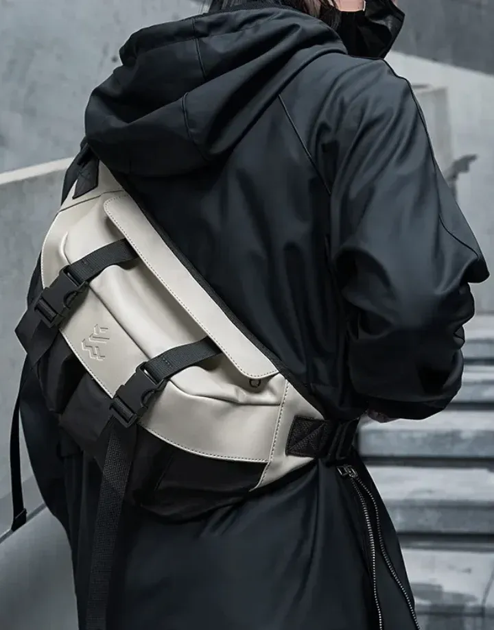 Techwear Black and White Sling Bag