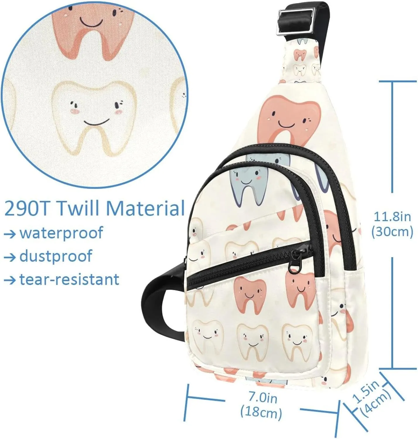 Teeth (4) Chest Daypack Crossbody Backpack for Women Men